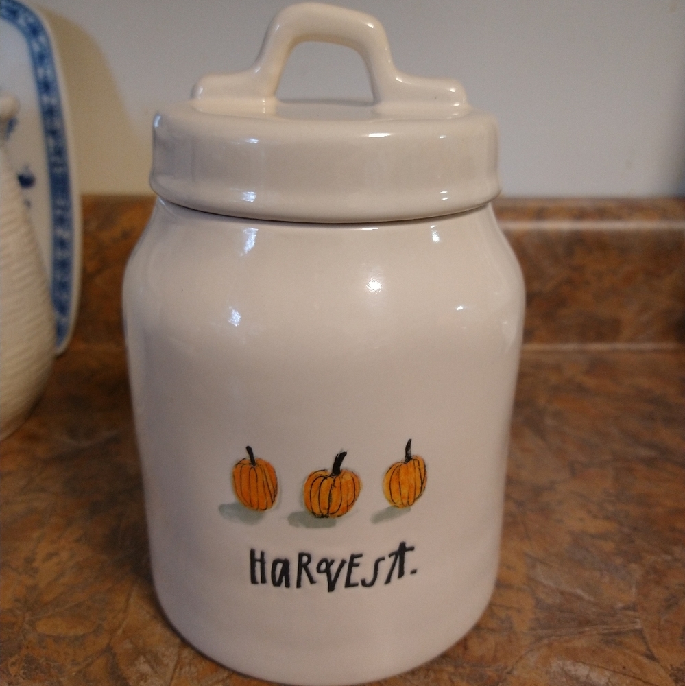 Rae Dunn Pumpkin Motif Harvest Cannister Small